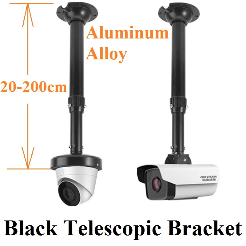 Black Aluminum Alloy Camera Bracket I-Style Cameras Support for CCTV Bullet Camera 20cm-200cm Telescopic Bracket Wall Ceiling