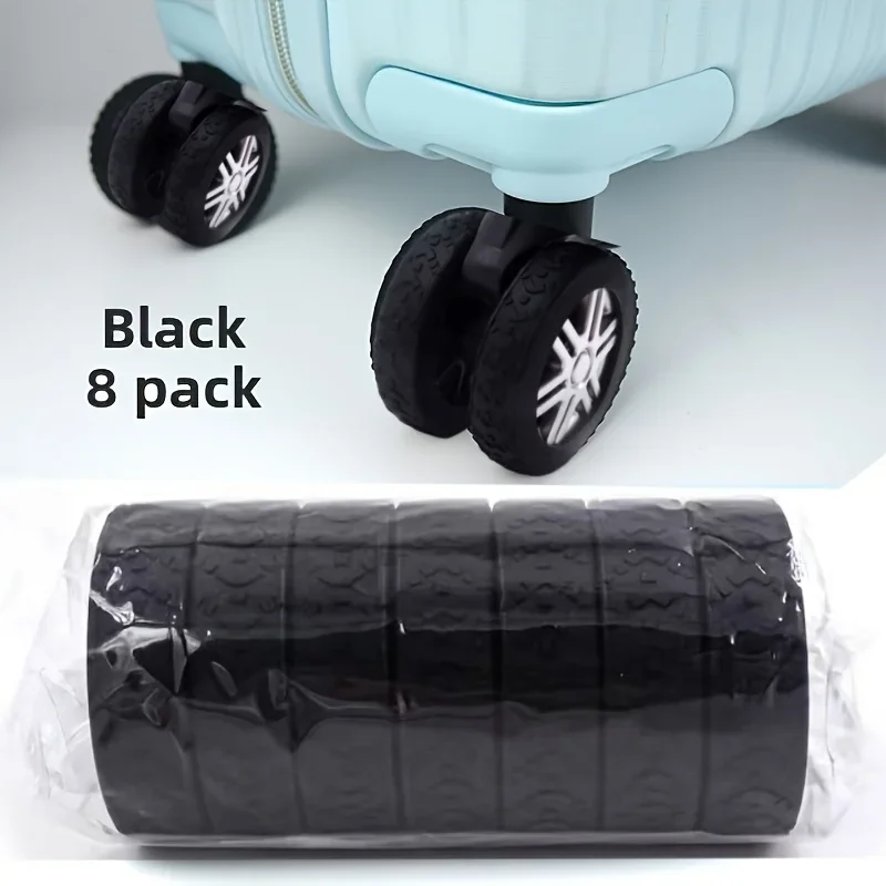 8pcs Suitcase Wheel Protectors, Shock Absorbing Sleeves, Universal Wheels Noise Reduction Pads, Bag Wheel Protection Additions