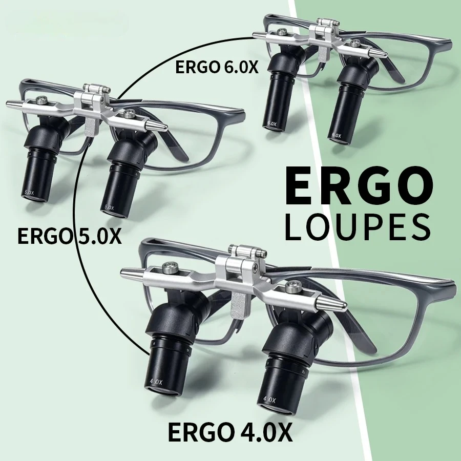Ergo Optical Loupes 48° 4X 5X Flip up Loupes for Oral Surgery Comfortable Alternative to Bending And Lowering Head