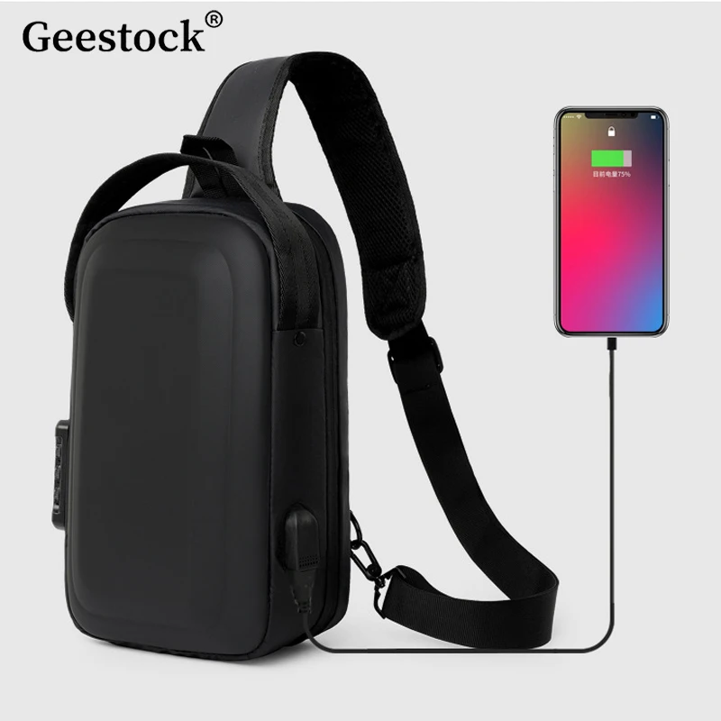 Bolso cruzado de carcasa dura antirrobo con carga USB a la moda, bolso impermeable y resistente a la presión para motocicleta, bolso de pecho para ciclismo