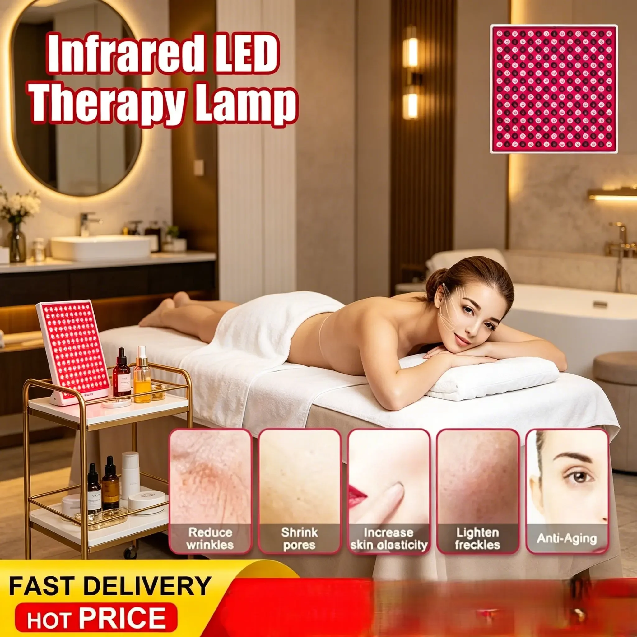 

New 45W Red LED Therapy Light Panel, 660/850nm Infrared Beauty Instrument for Home Physiotherapy Use