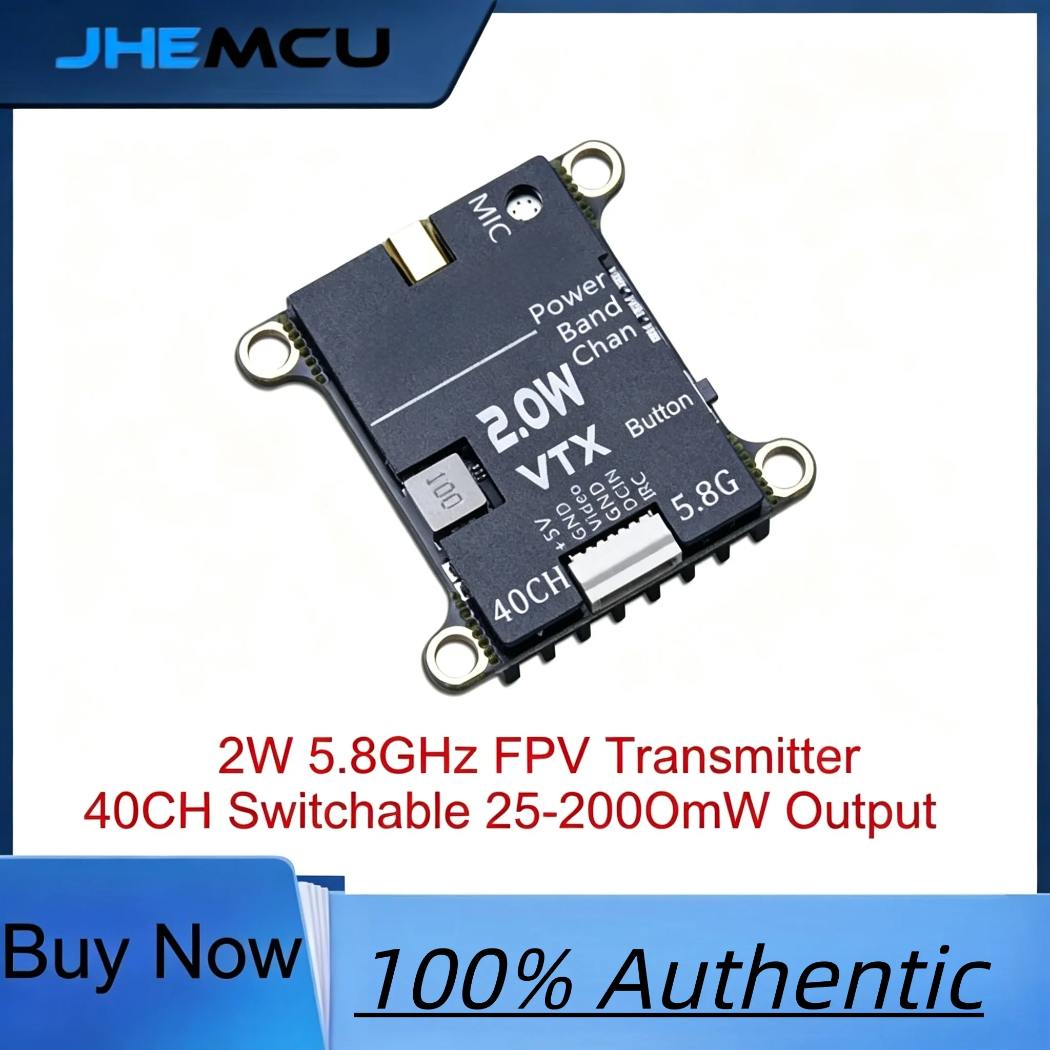 JHEMCU 40CH 5.8GHz FPV Transmitter 2W Max Output 25-2000mW 2-6S Voltage Built-in Current Sensor For Long Range RC Aircraft Parts
