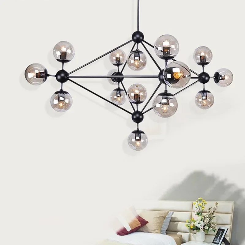 

SANDYHA Modern LED Chandelier Glass Ball Lampshade Pendant Light for Living Room Kitchen Dining Table Bedroom Indoor Lighting