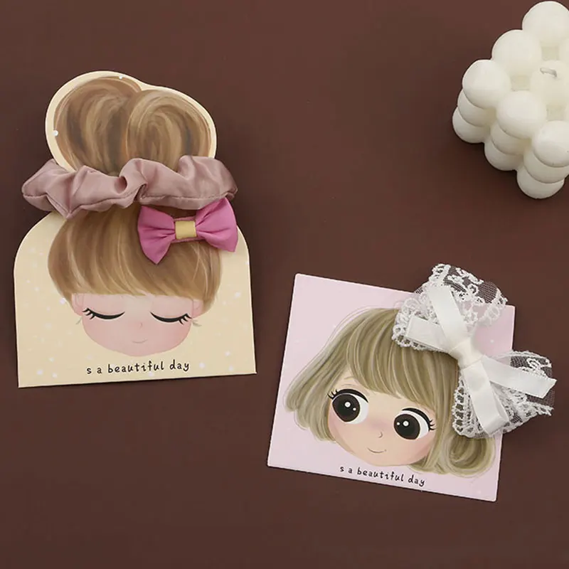 50pcs Cute Girls Barrettes Display Cards Hair Clips Packing Paper Card for DIY Hair Accessories Retail Price Tags Holder Labels