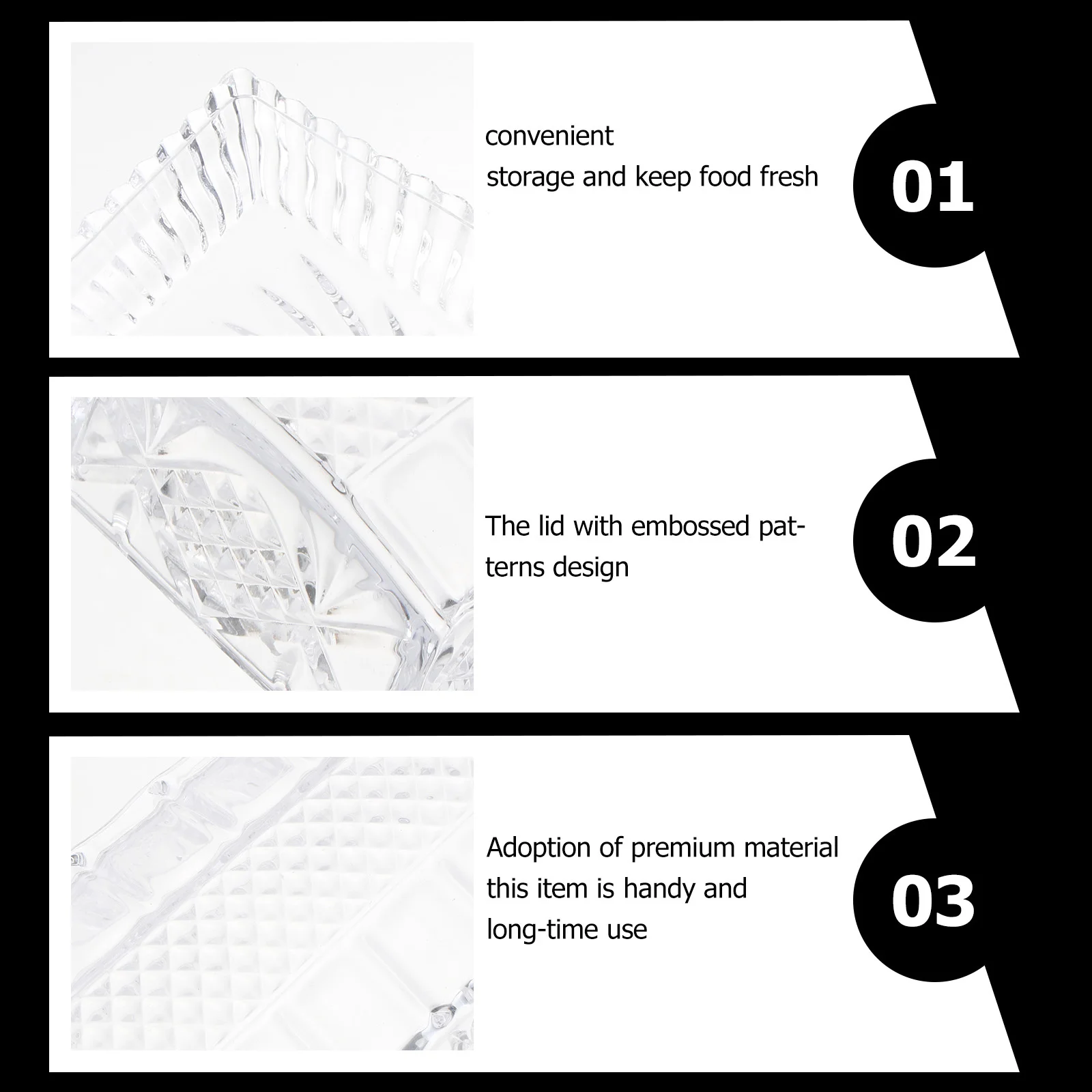 

1Pcs Rectangular Glass Butter Plate Lid Food Container Glass Box for Kitchen Storage Household Tableware