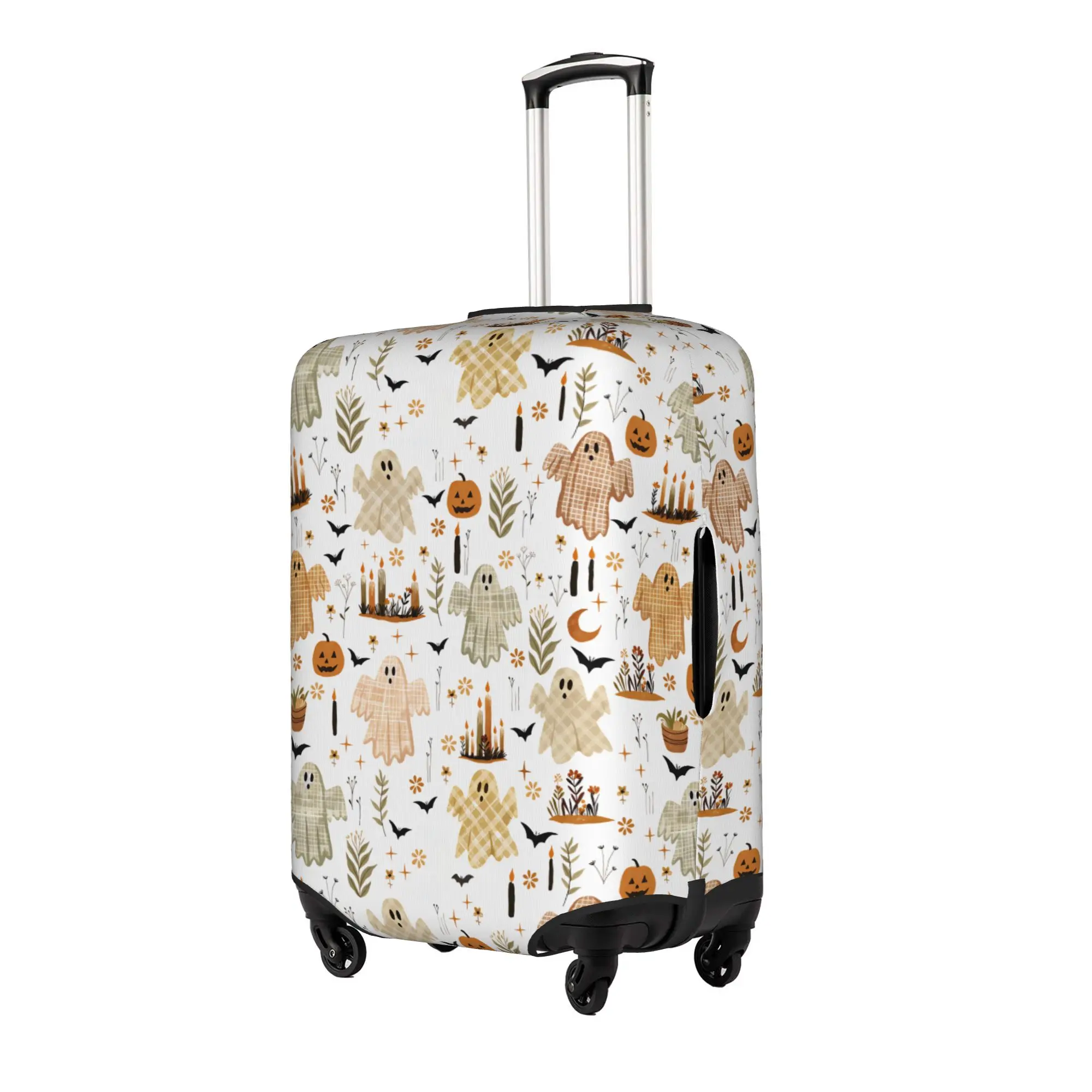 Halloween Ghosts Large Bats Pumpkins Luggage Cover Cute Bohemian  Suitcase Protector Covers Suit For 18-32 inch