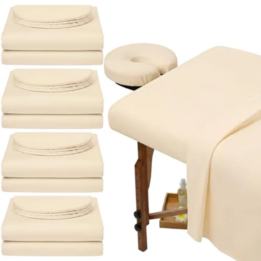 

4 Sets 3 Pcs Soft Microfiber Massage Table Sheets Set Bulk Includes Massage Flat Sheet and Fitted Sheet and Face Rest Cover