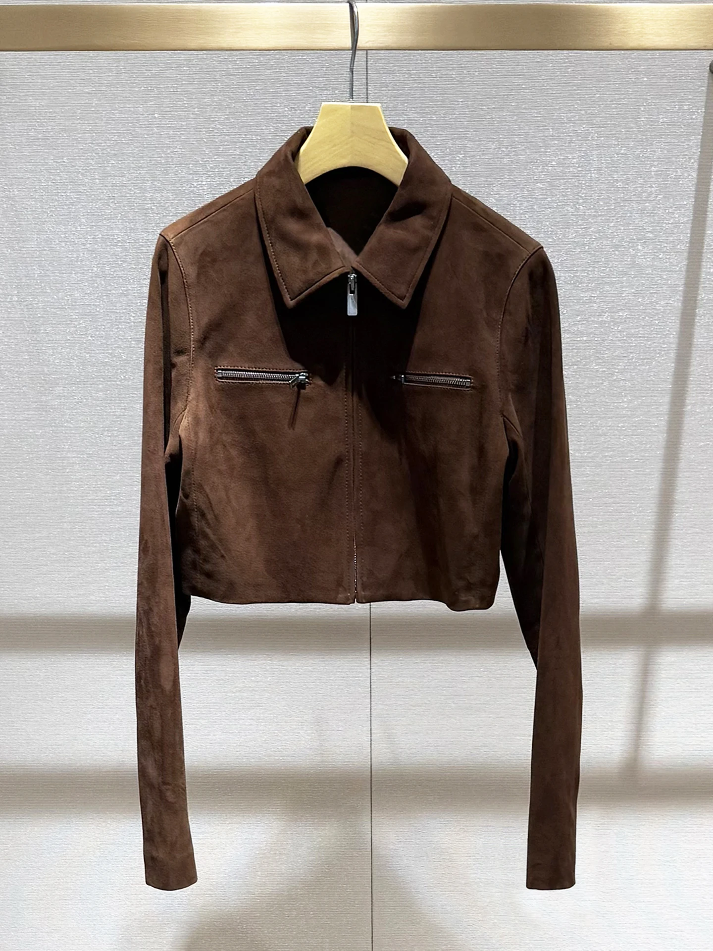 

Anti-Aging Unique Leather Jaet Casual Long Sve Turn-down Collar Autumn Winter New Sle Women's Top Coffee Color Commute...
