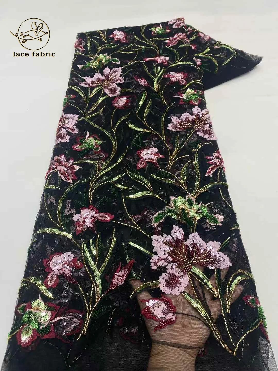 

Black French Beaded Tulle Lace Fabric 2025 High Quality African Groom Lace Fabrics Sequins Nigerian For Wedding Dress Women Sew