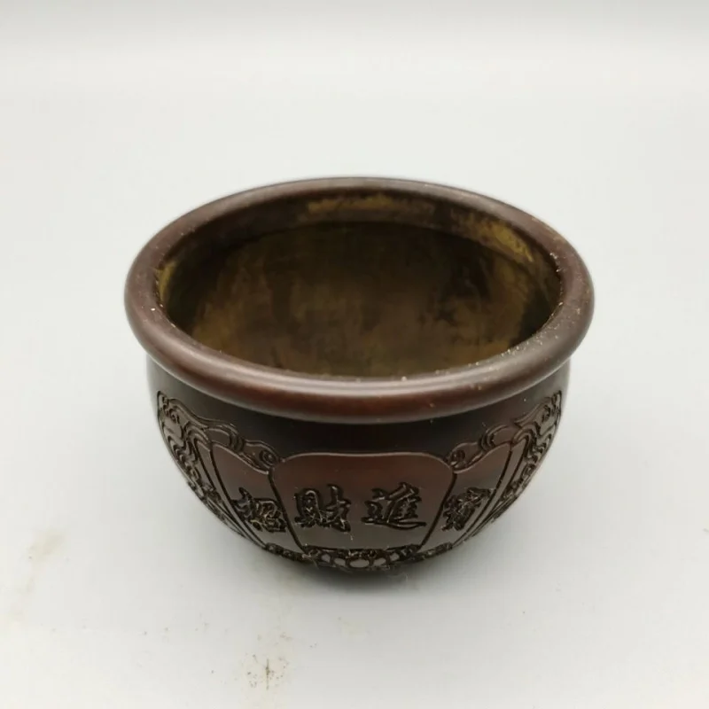 

Copper Jar Solid Brass Home Decor Ornament Vase with Fortune Character, Lotus, Orchid, and Longevity Flower Pattern, Gift Vase,
