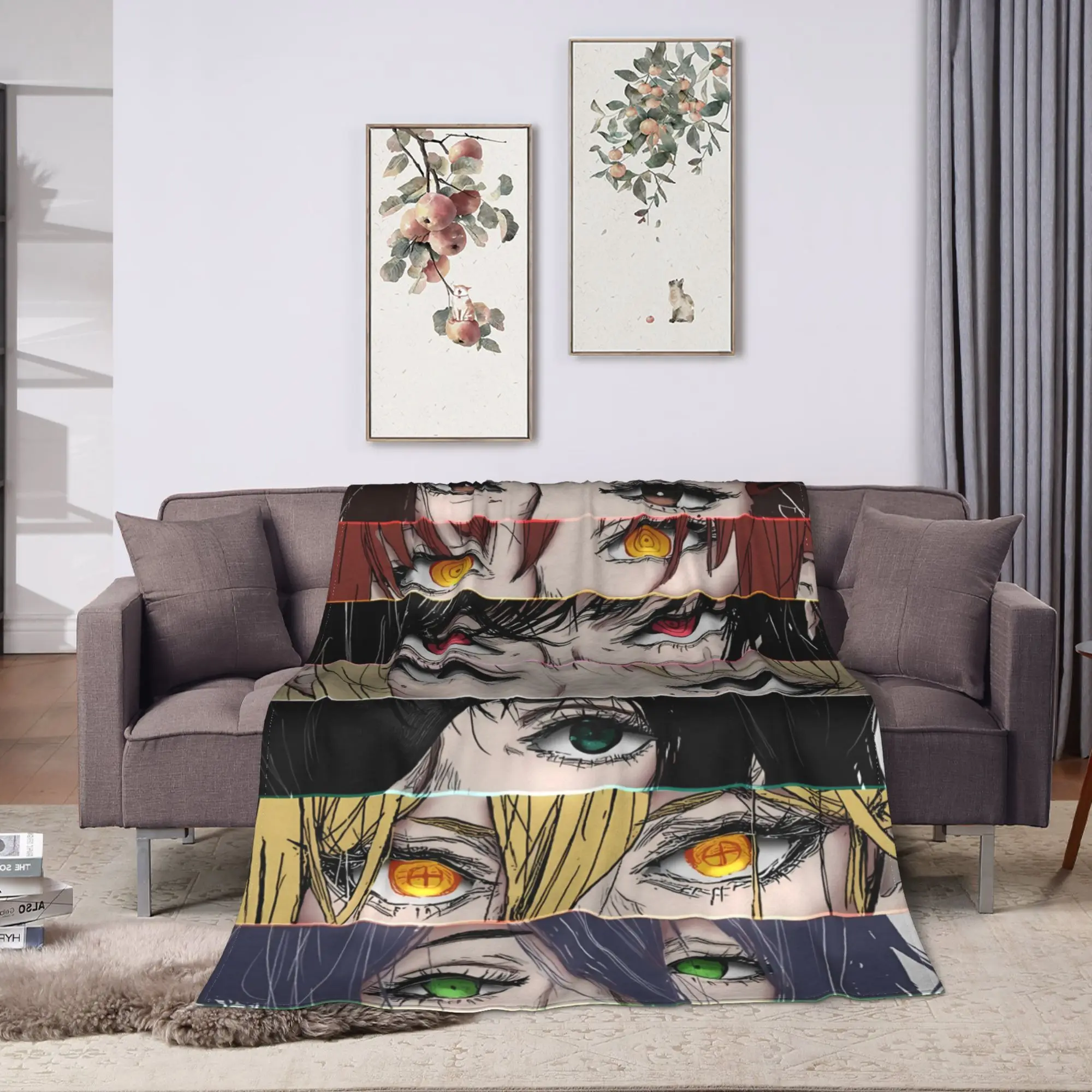 Makima intense anime Flannel Blanket Chainsaws Mans Super Warm Throw Blanket for Bedroom Aesthetic Bedspread Sofa Bed Cover