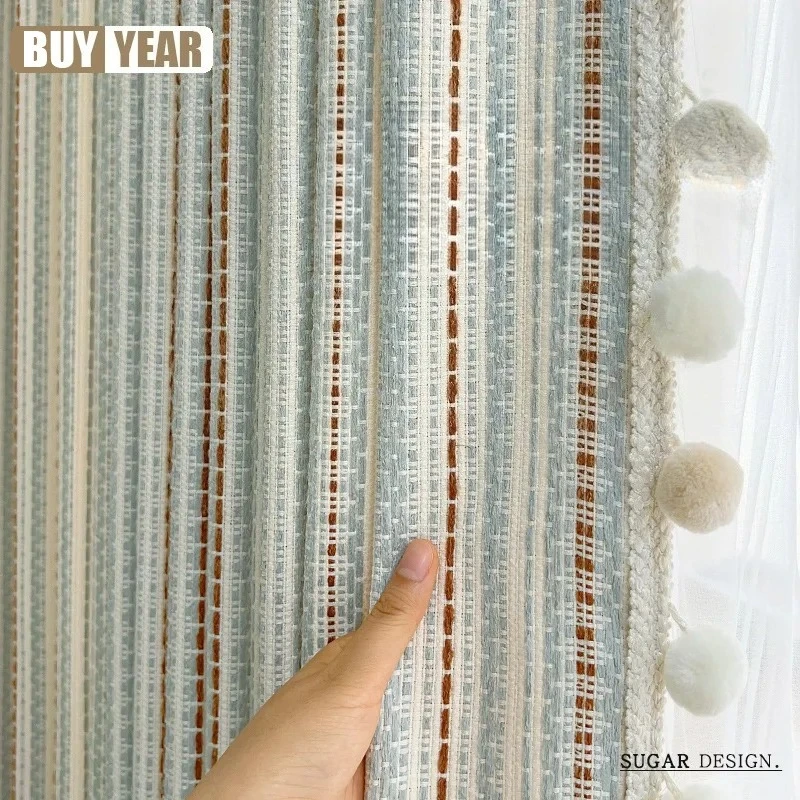 

Fair Isle Yarn-dyed Jacquard Curtain Romantic Light Luxury French Retro New Style Curtains for Living Dining Room Bedroom Custom