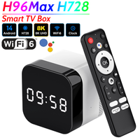 H96Max H728 Media Player Android 14.0 WIFI 6 BT 5.X Android TV Box 8K Alarm Clock Octa-core with 2.4G Voice Remote Control