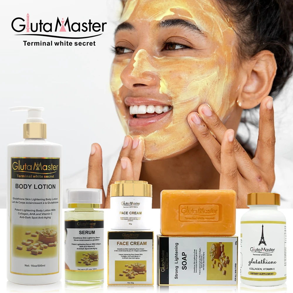 

Gluta Master Brightening and Lightening Skin Care with Glutathione Whitening Anti-Spots Anti-aging Keep Shiny for Caramel Skin