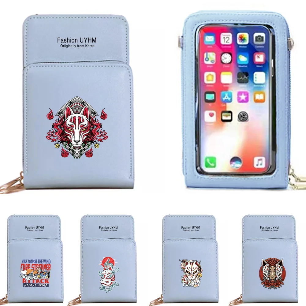 New Waterproof Touch Screen Mobile Phone Bags Wallets Card Pack Women Messenger Shoulder Bag Storage Purse Mask Print Money Bag