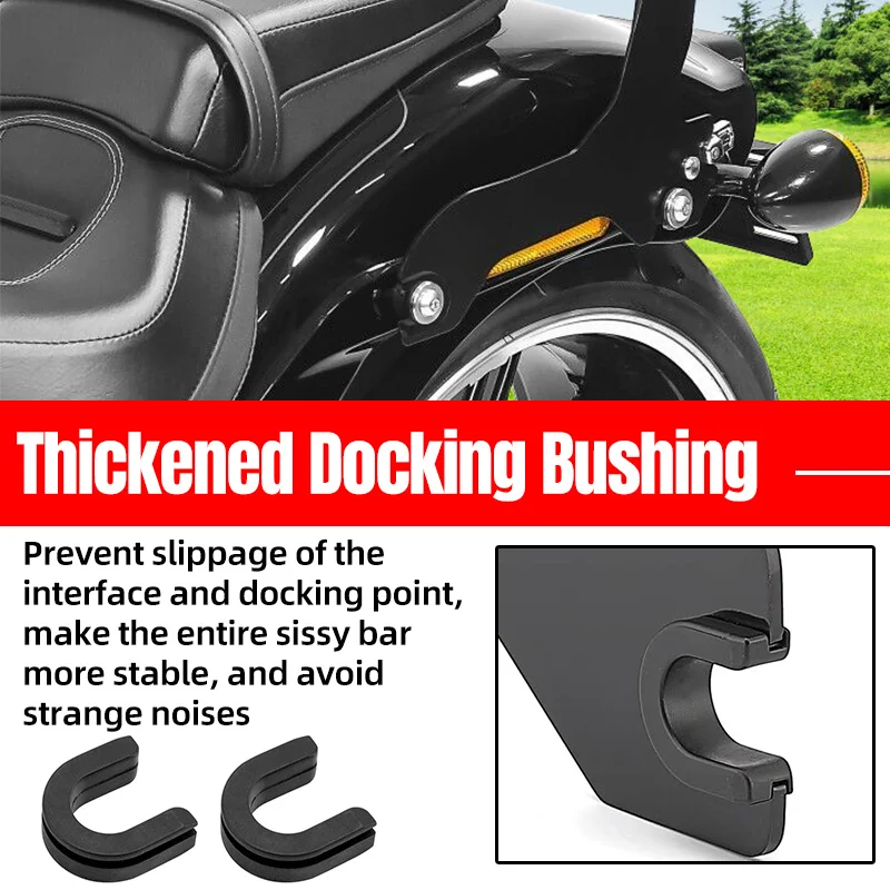 

Motorcycle Luggage Rack Sissy Bar Backrest Side Mounting Bracket Grommet Bushing For Harley Softail Slim Street Bob Deluxe 18-UP