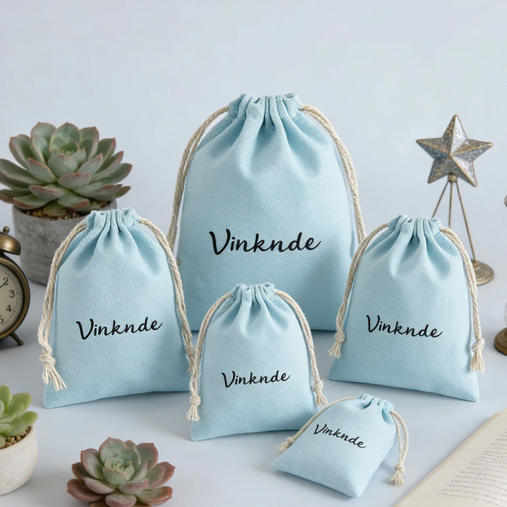 100 قطعة 5x7 سنتيمتر بالجملة قماش مجوهرات قطنية الحقيبة الرباط حقيبة الأحذية شنطة هدايا حقيبة يد مخصصة أكياس الغبار يغطي مع طباعة الشعار #1