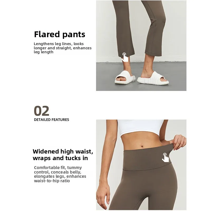 Nieuwe hardloopcapribroek met hoge taille, dames casual hoge elastische sensatie zomersport micro uitlopende broek