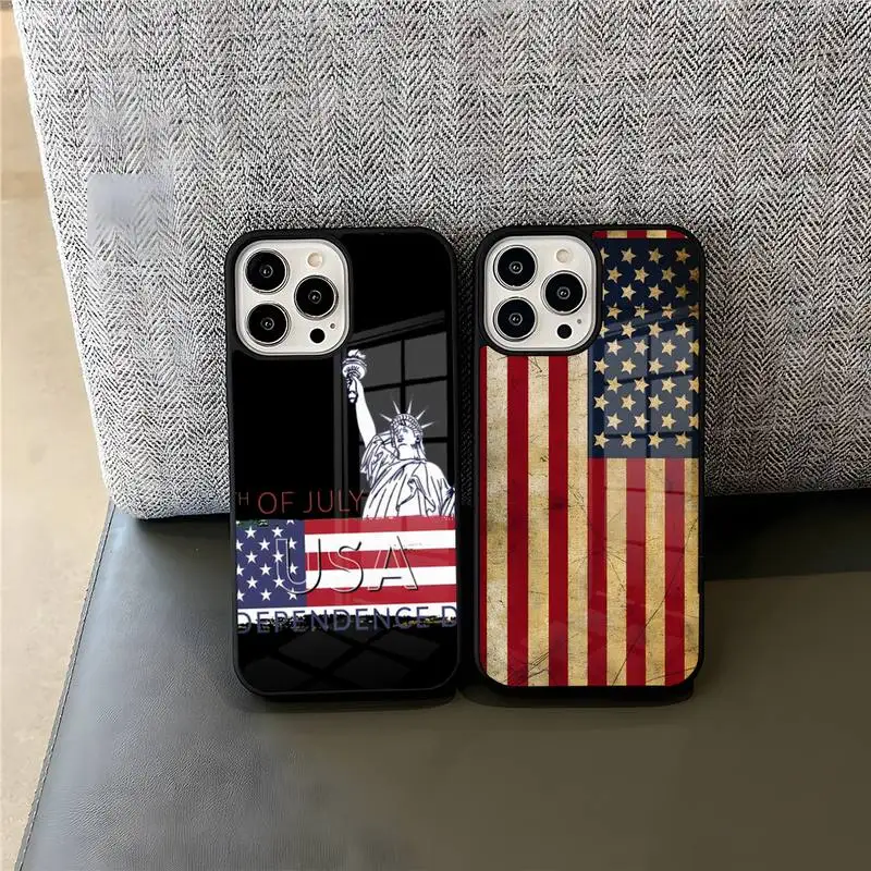 American Flag Phone Case For IPhone 14 13 12 11 Max Pro Mini 6 7 8 Plus X XR SE2020 Hard Quality Silicone TPU Cover