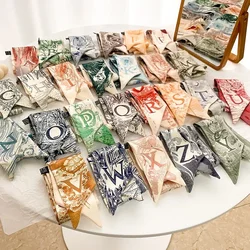 Sketch Style 26 Letters Slender Fashion Temperament Small Scarf Long Silk Scarf Hair Band Bag Accessories Bags decoration