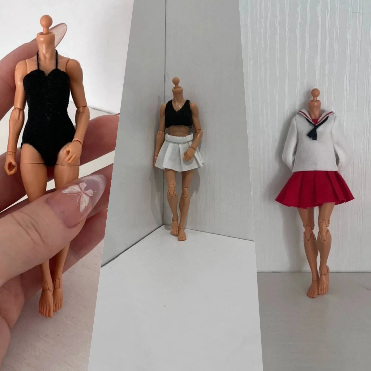 

【60days Made】1/18 Scale Female Soldier Clothing Accessory Halter Bodysuit Pleated Skirt Sailor Suit Fit 3.75''Action Bfs Body