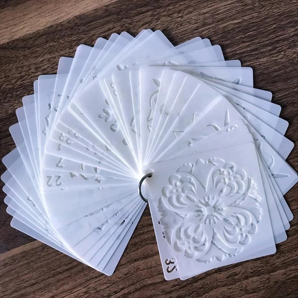 Plastic PET Scrapbooking Craft Card Making DIY Painting Template Mandala Pattern Hollow Drawing Tool Painting Stencils