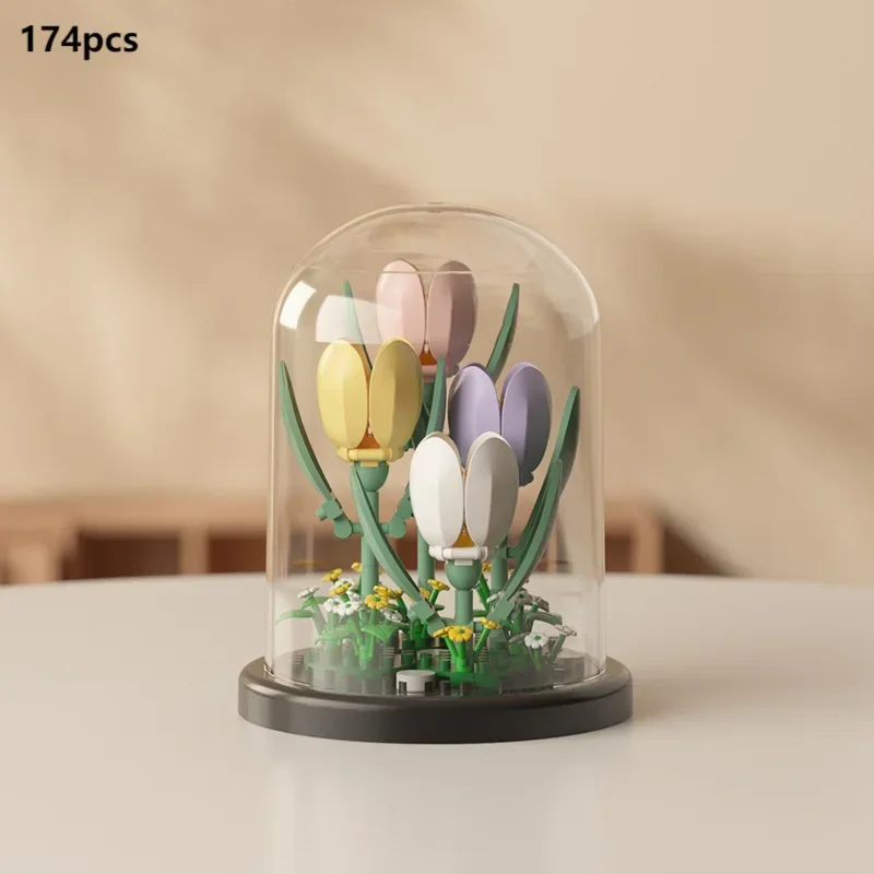 MOC Eeuwige Boeket Rose Bouwstenen Bloem Gebouw 3D Set DIY Eeuwige Boeket Display Box Baksteen Speelgoed voor Home Office Decor