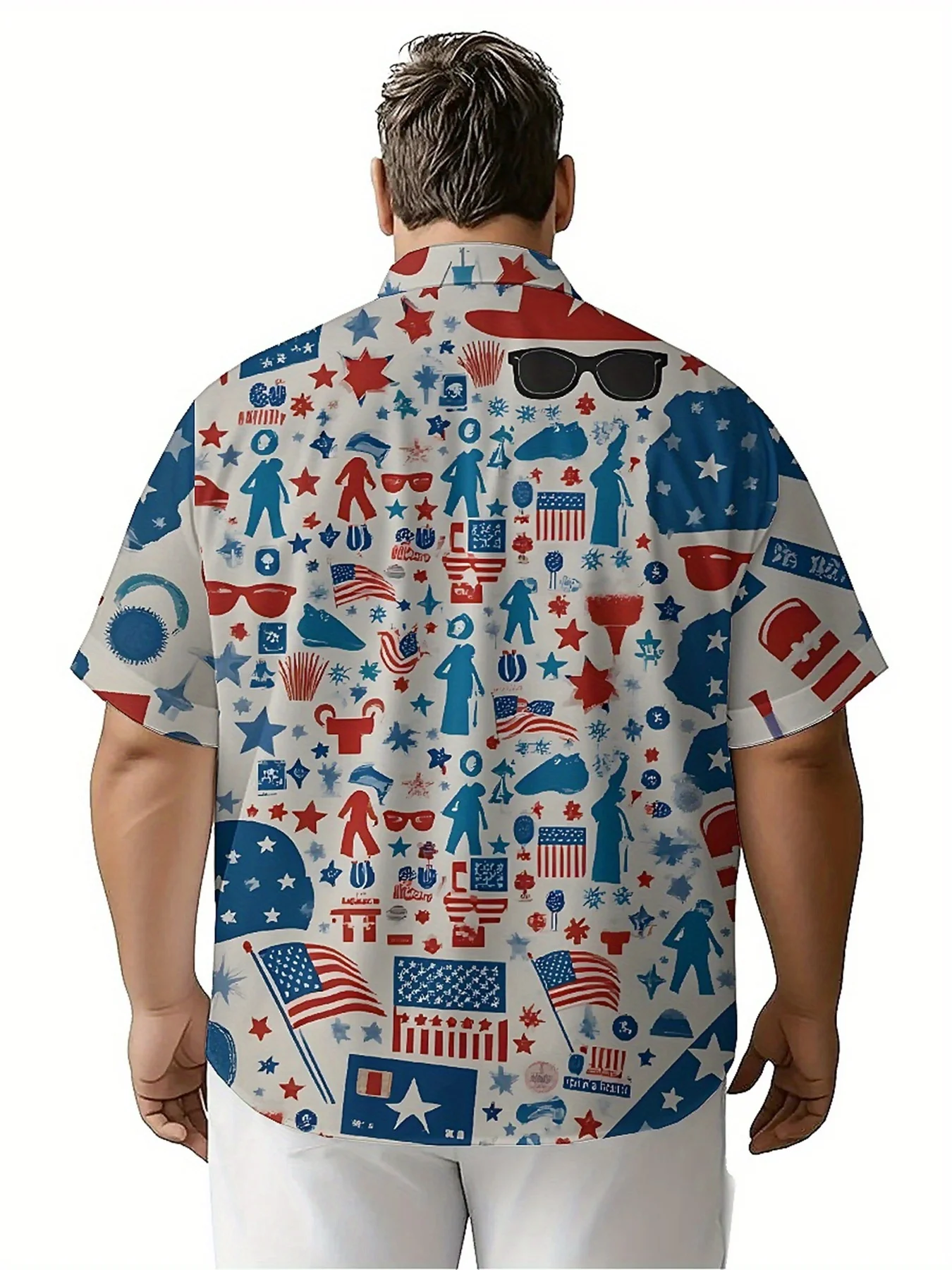 Camisas hawaianas de talla grande para hombre, estrellas y rayas, patrón de Estatua de la Libertad, camisas con botones, ropa casual unisex, verano