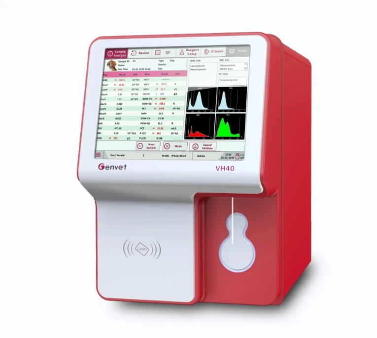4-Part Touch Screen  Automated Blood Veterinary Hematology Analyzer VH40 /WBC, EOS, RBC, PLT Histograms Vet Hematology Analyzer