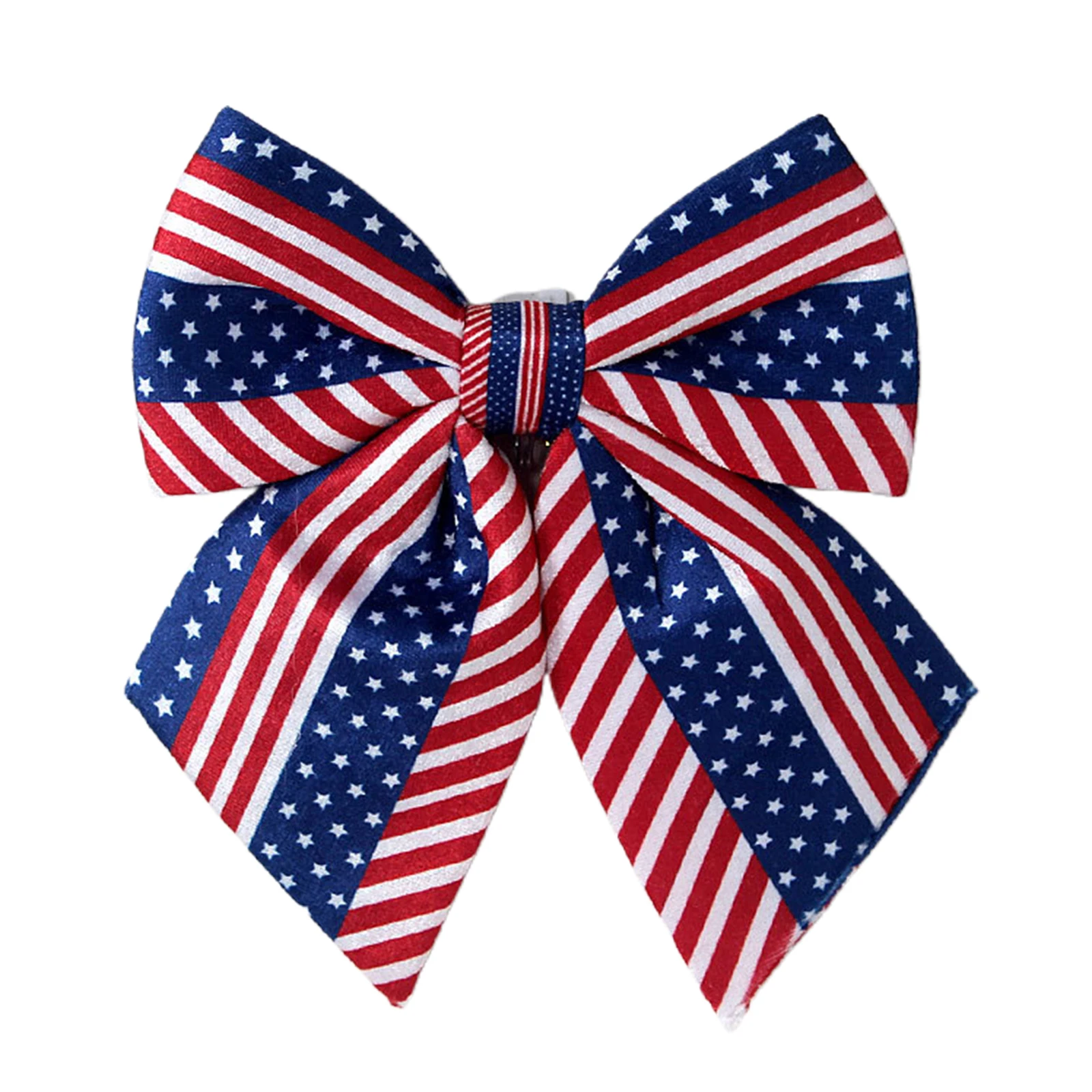 4th of July Bow Star Print Wreath Bow Patriotic Decor Indoor Decorations for Independence Day