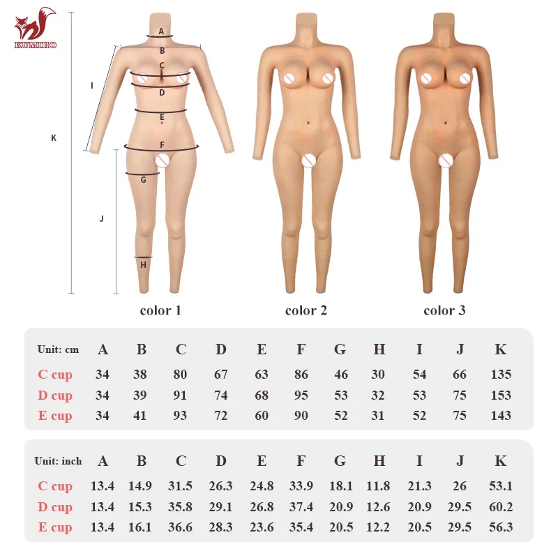 KUMIHO 4TH Gen Silicone Bodysuit Breast Forms Fake Vagina Cosplay Full Body Suit Fake Boobs Drag Queen Crossdresser Transgender