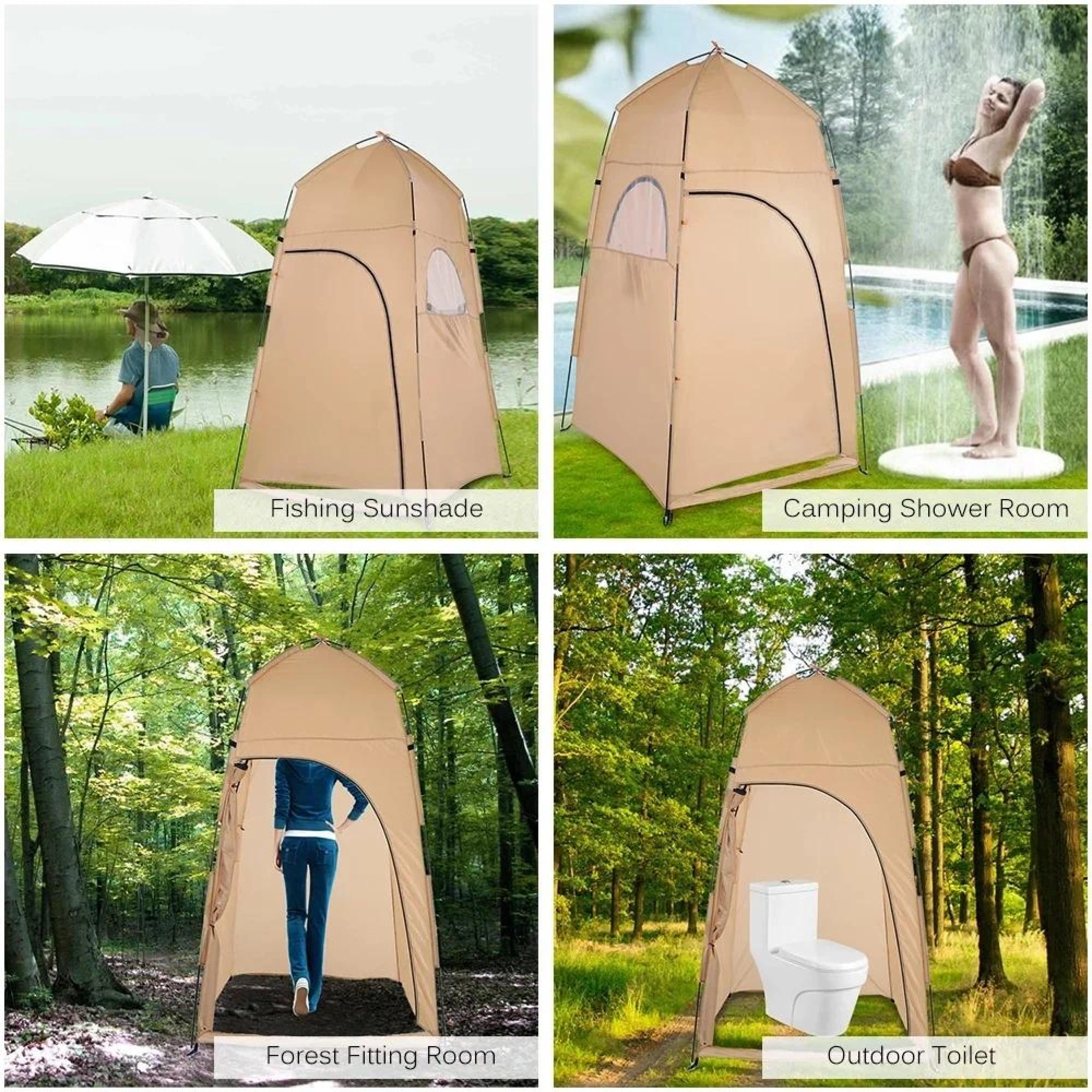 

Outdoor Portable Folding Shower Tent Ultralight Pop Up Beach Changing Privacy Waterproof Tent For Fishing Hiking Travel Camping