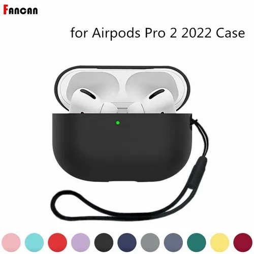 Para AirPods Pro 3 2025 funda protectora de silicona para airpods Pro frontal LED Visible Pro 2 funda con cordón para airpods pro 2
