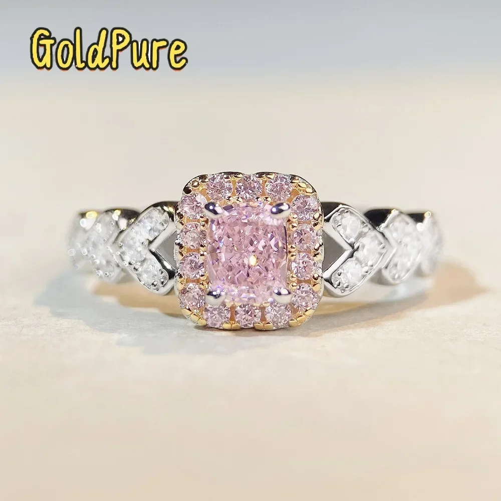 

Goldpure Luxury Solid Platinum PT950 Women's pink diamond ring fashion all-match moissanite diamond ring