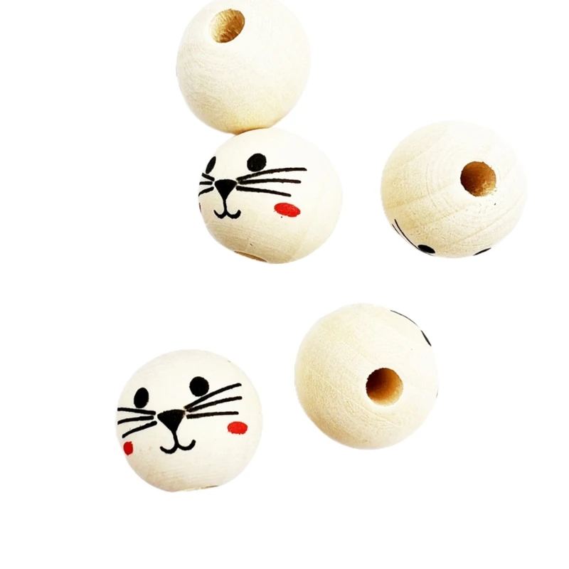 Perline per lavoretti manuali, set perline con facce sorrisi in legno con per decorazioni fai da te A0KF