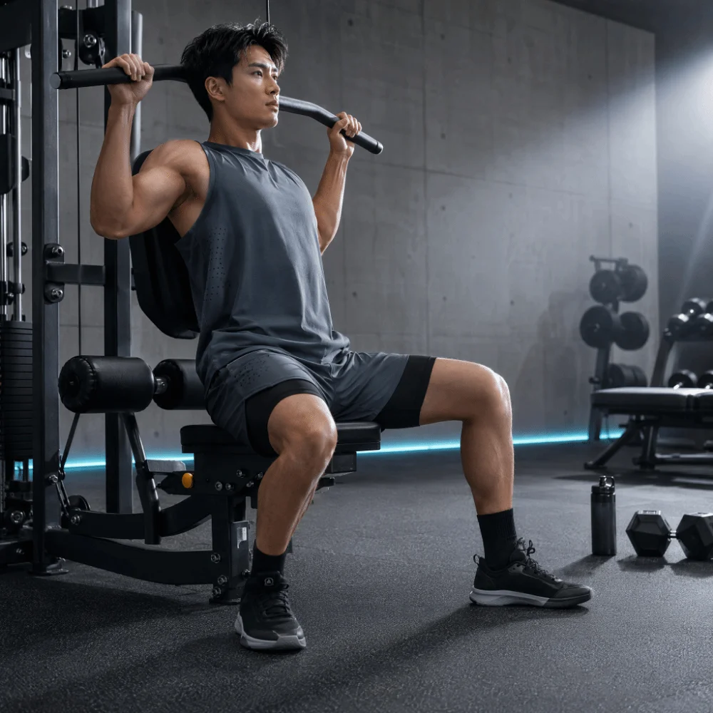Compression Lining Sports Shorts with Liner Elastic Waistband Zipper Pocket Quick Dry Fitness Shorts Two Layers Design