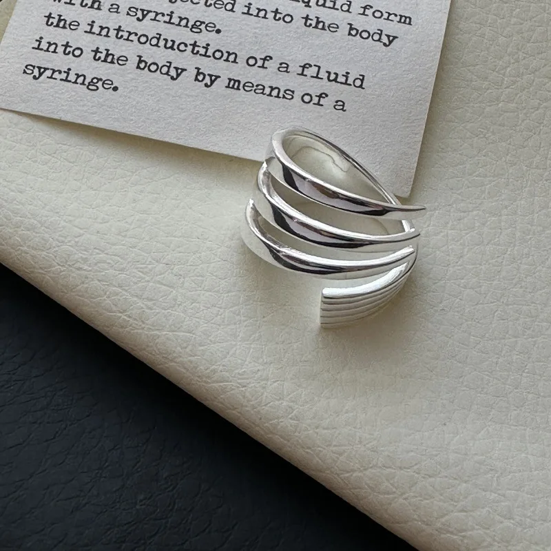 مجوهرات نسائية 925 خواتم فضية واسعة قابلة للتكديس للزوجين حفلة خطوبة إكسسوارات عتيقة أرجنت 925 تمنع الحساسية #4