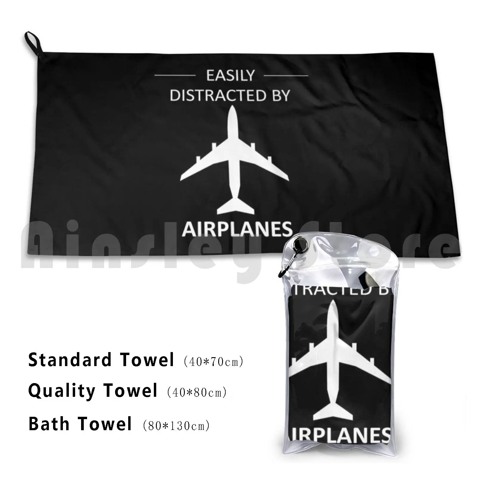 Easily Distracted By Airplanes Cool Pilot Aviation Bath Towel Beach Cushion Pilot Aviation Easily