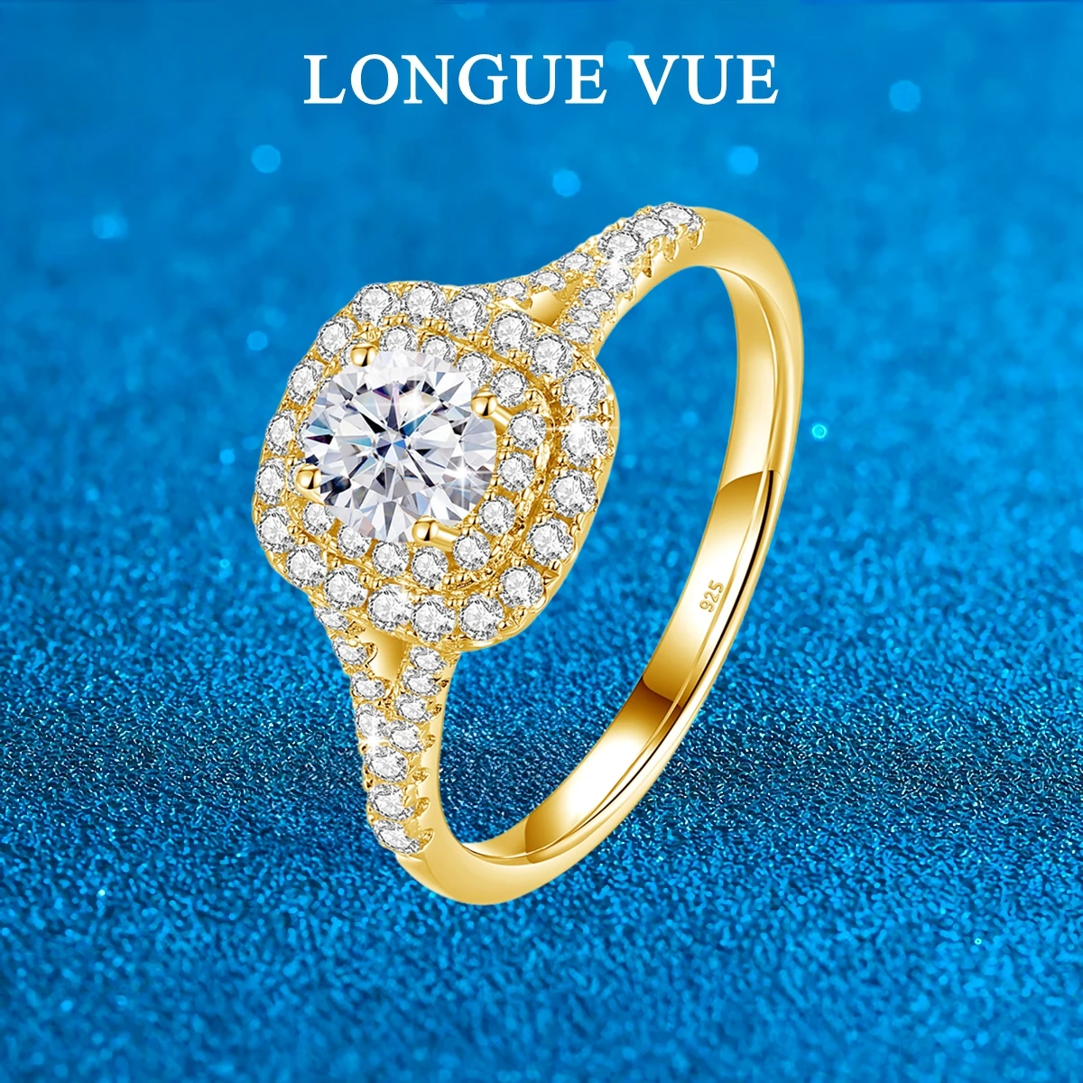 

D Color VVS1 EX Moissanite 925 Sterling Silver Rings For Women Square Round Brilliant Diamond Wedding Band Engagement Jewelry
