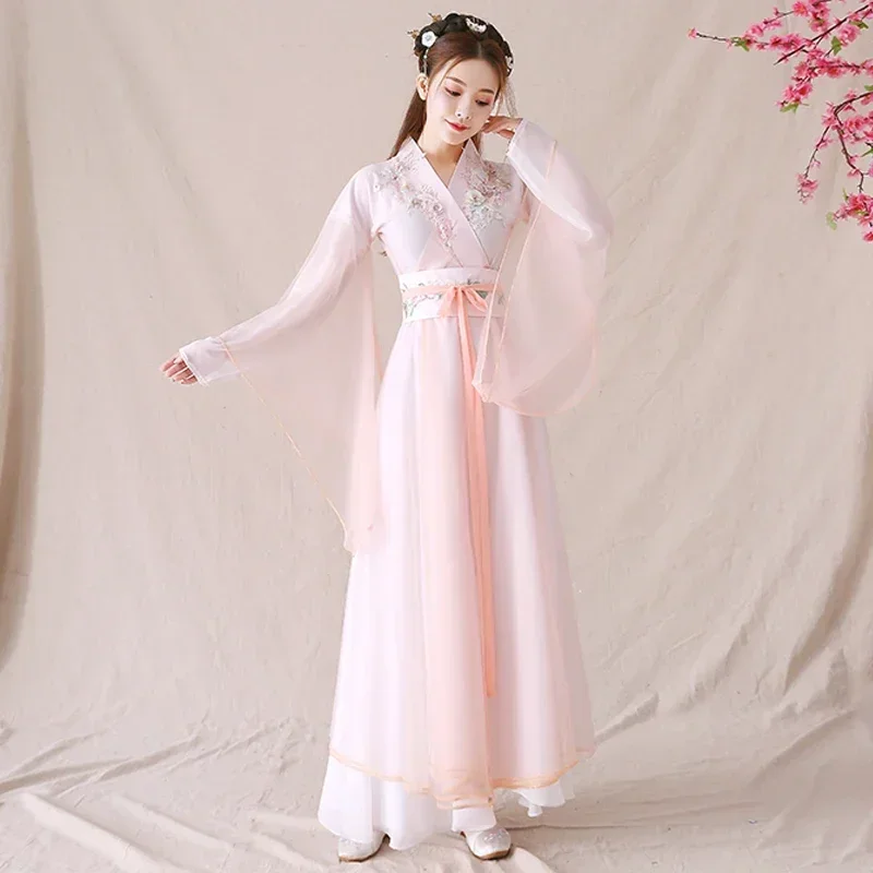 

Disfraz chino antiguo de hada para mujer y niña, vestido Hanfu bordado Floral, traje Tang, traje de Festival, traje de Baile Fol