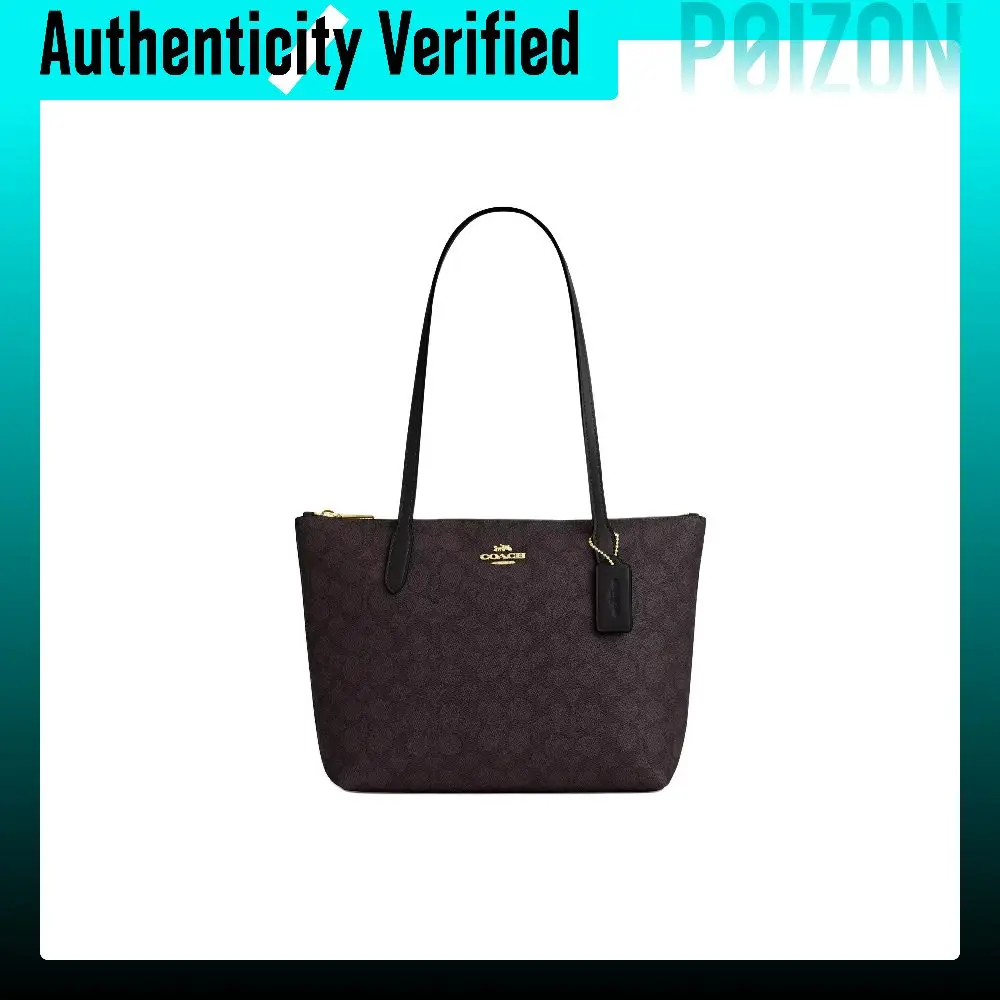 COACH Fiona Coated Canvas With Leather Shoulder Bag Medium Women's Black CBT18-IMXAQ