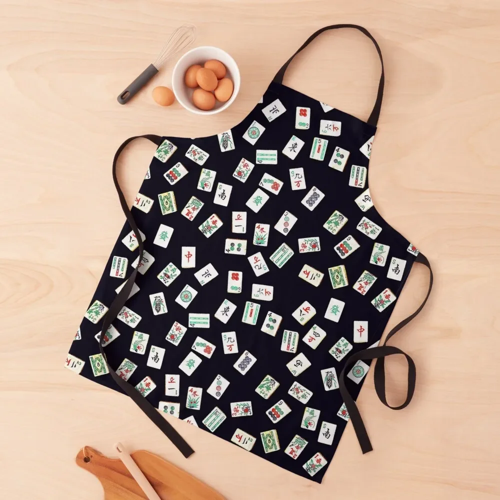 

mah jongg tiles black Apron for women halloween Things For The Kitchen Barista with personal logo Apron