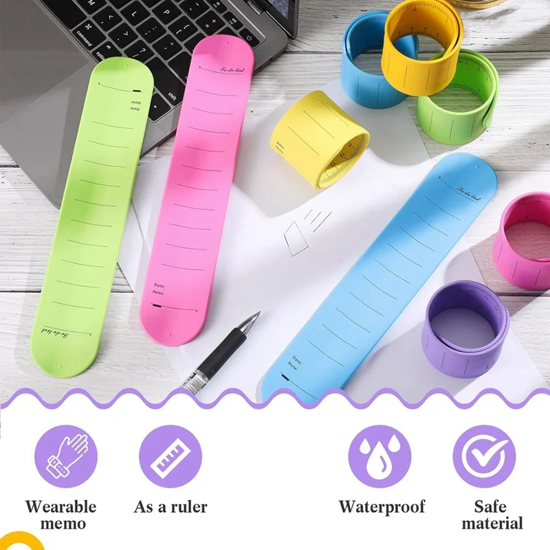 SCLS 6 Pcs Nurse Silicone Bracelet To Do List Slap Silicone Reminder Bracelet 9.4X1.8In Reusable Wearable Wrist