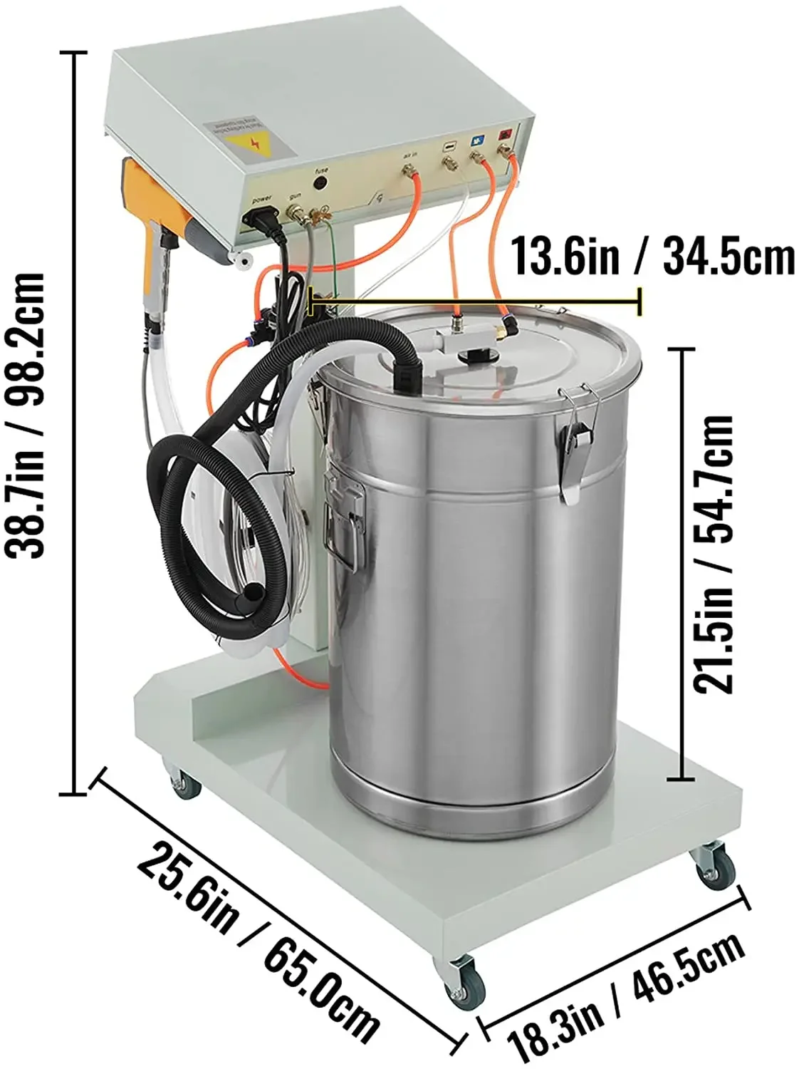 50W 45L Electrostatic Powder Coating Machine with Spray Gun Coating 450g/min WX-958 Powder Coating System