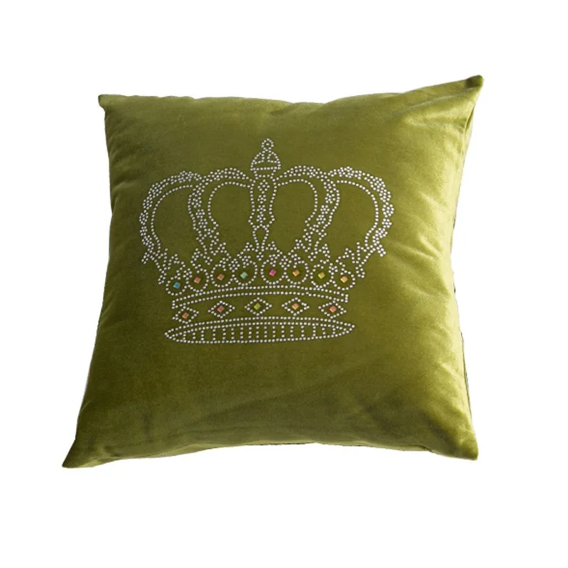 European High-precision Velvet Crown Hot Stamping Pillow, Hotel Model Room Sofa Cushion, Headboard Cushion 45*45cm