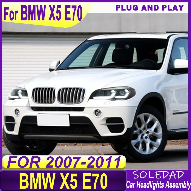Car Headlights For BMW X5 E70 2007 2008 2009 2010 2011 2012 2013 LED Upgrade DRL Projector Lens Tool Accessories Assembly