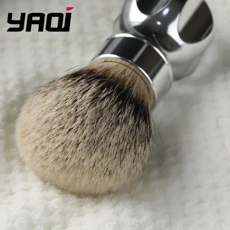 فرشاة الحلاقة ياكي الجوزاء 24 مللي متر بأكسيد مقبض معدني Silvertip الغرير فرشاة الحلاقة الشعر هدية عيد ميلاد لصديقها