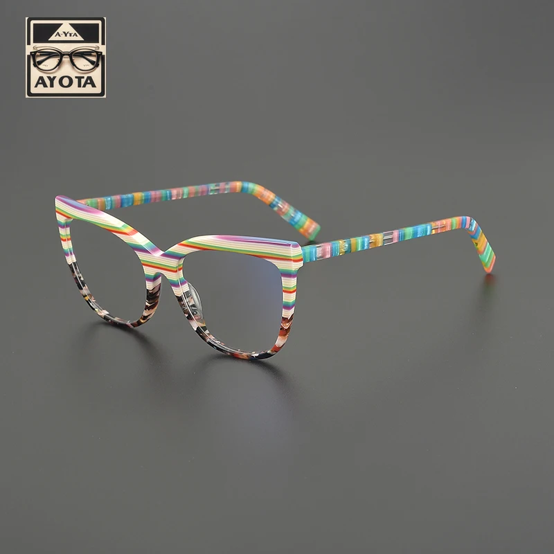 

Niche Designer Brand Glasses Frame Women's Ultra Light Acetate Color Blocked Fashion Optical Reading Men's Prescription Eyewear