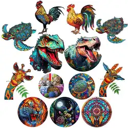 Dinosaur Wooden Jigsaw Puzzles Art Unique tortoise Animal Shaped Puzzle Diy Interesting Game for Adults Kids Family Home Decor