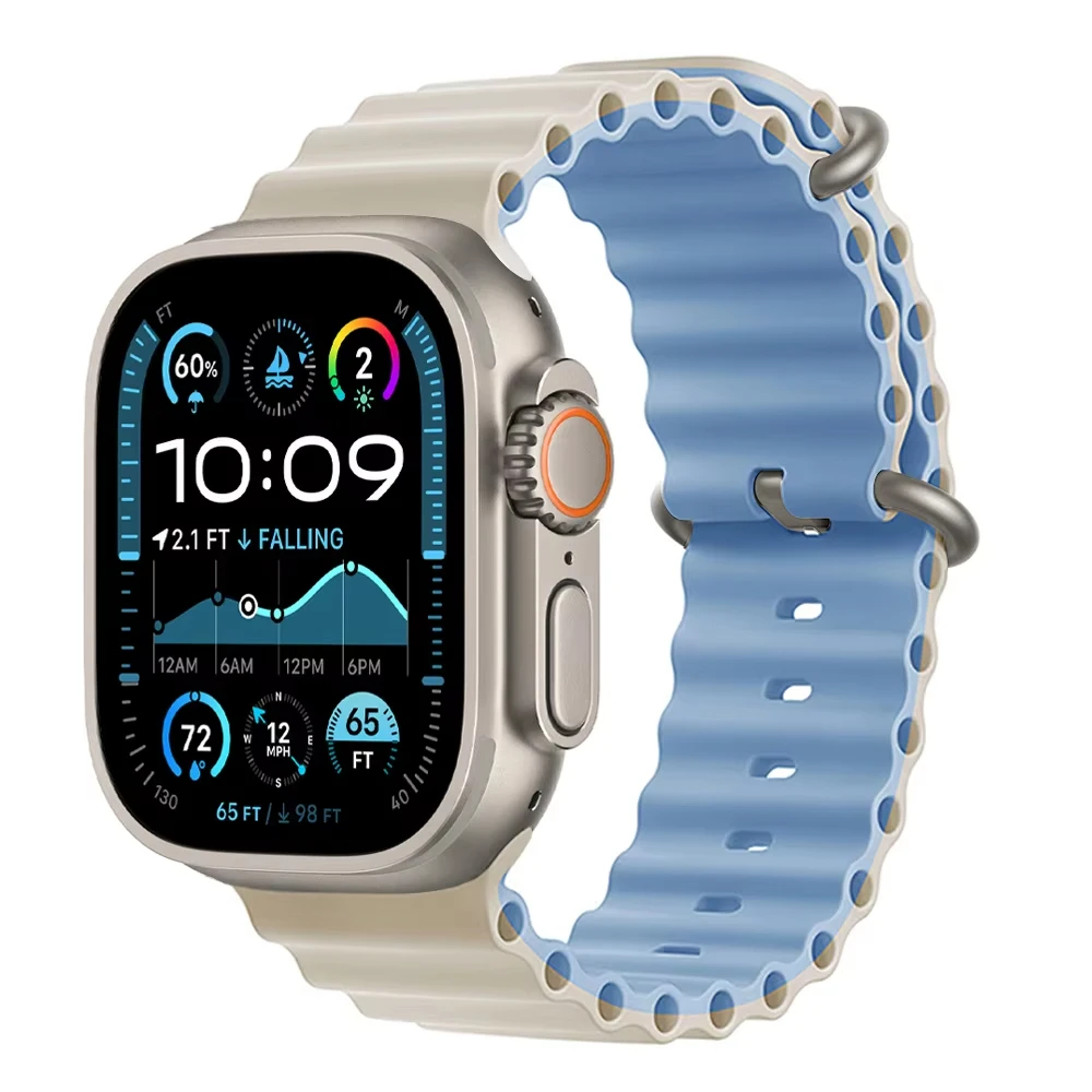 Offizielles Ocean-Armband für Apple Watch-Armbänder Ultra 3 2 49 mm 46 mm 44 mm 40 mm 41 mm 42 mm 45 mm Armband iWatch Serie 11 10 9 8 7 6 SE3